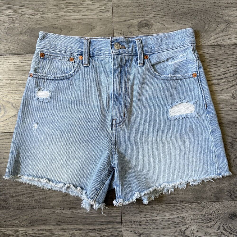 Madewell Women’s High-Rise Distressed Cutoff Denim Shorts Light Wash - Size 29